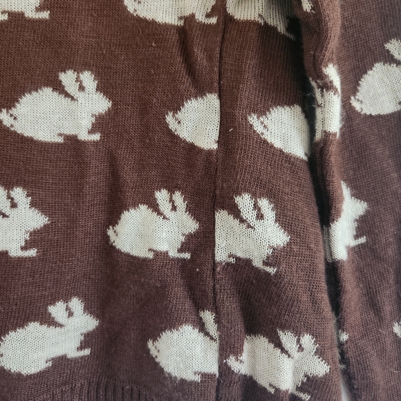 Y2K Wet Seal Bunny Knit Cardigan XS XXS Brown Cottagecore Rabbit Sweater - Picture 5 of 5
